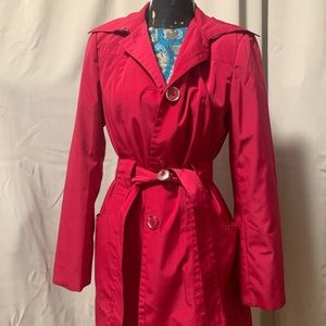 Vintage London Fog Women Trench Hot Pink Coat Size S